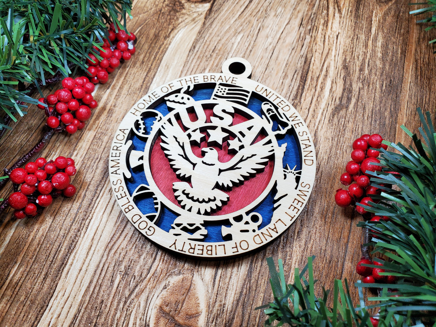 USA Christmas 3D Ornament