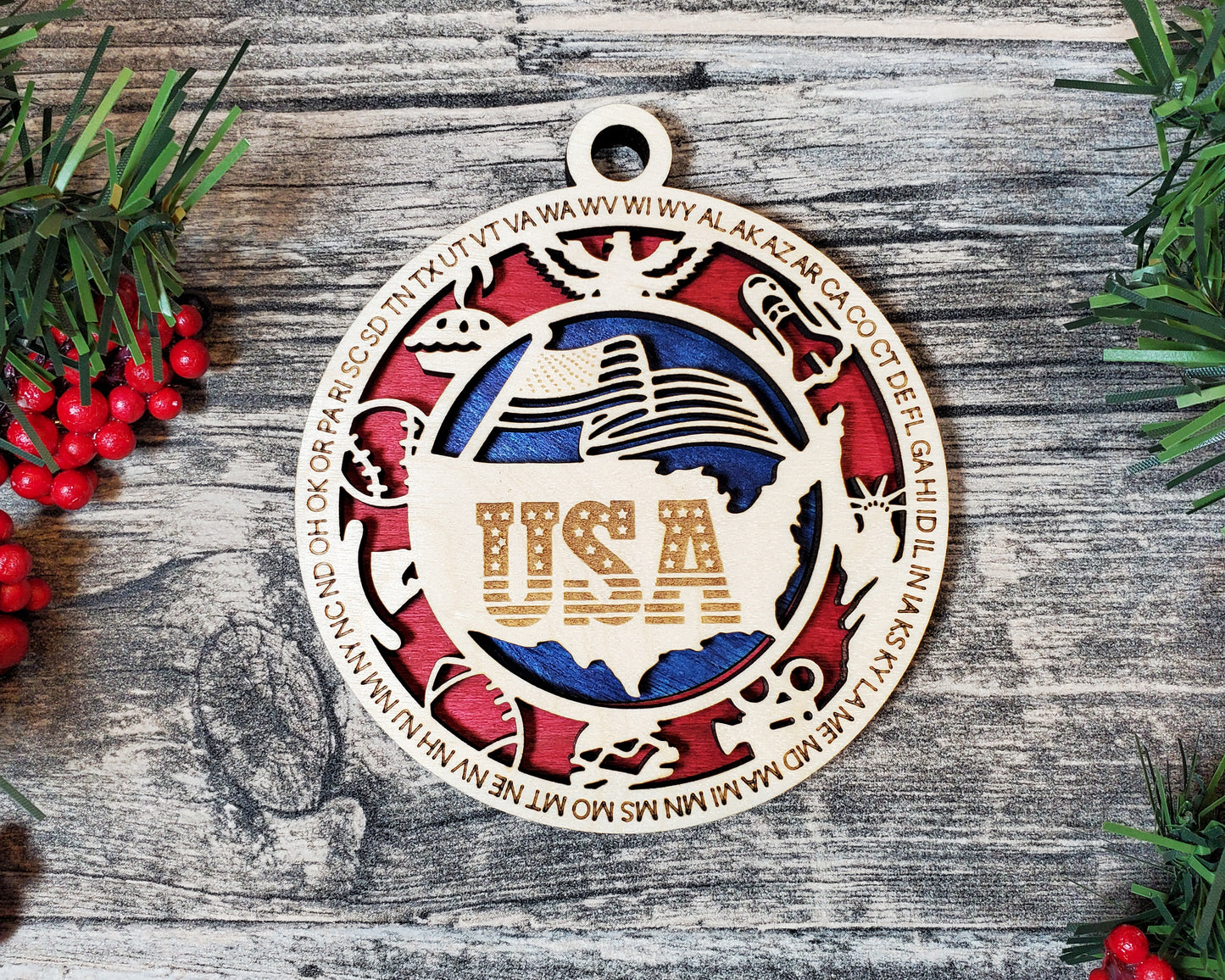 USA Christmas 3D Ornament