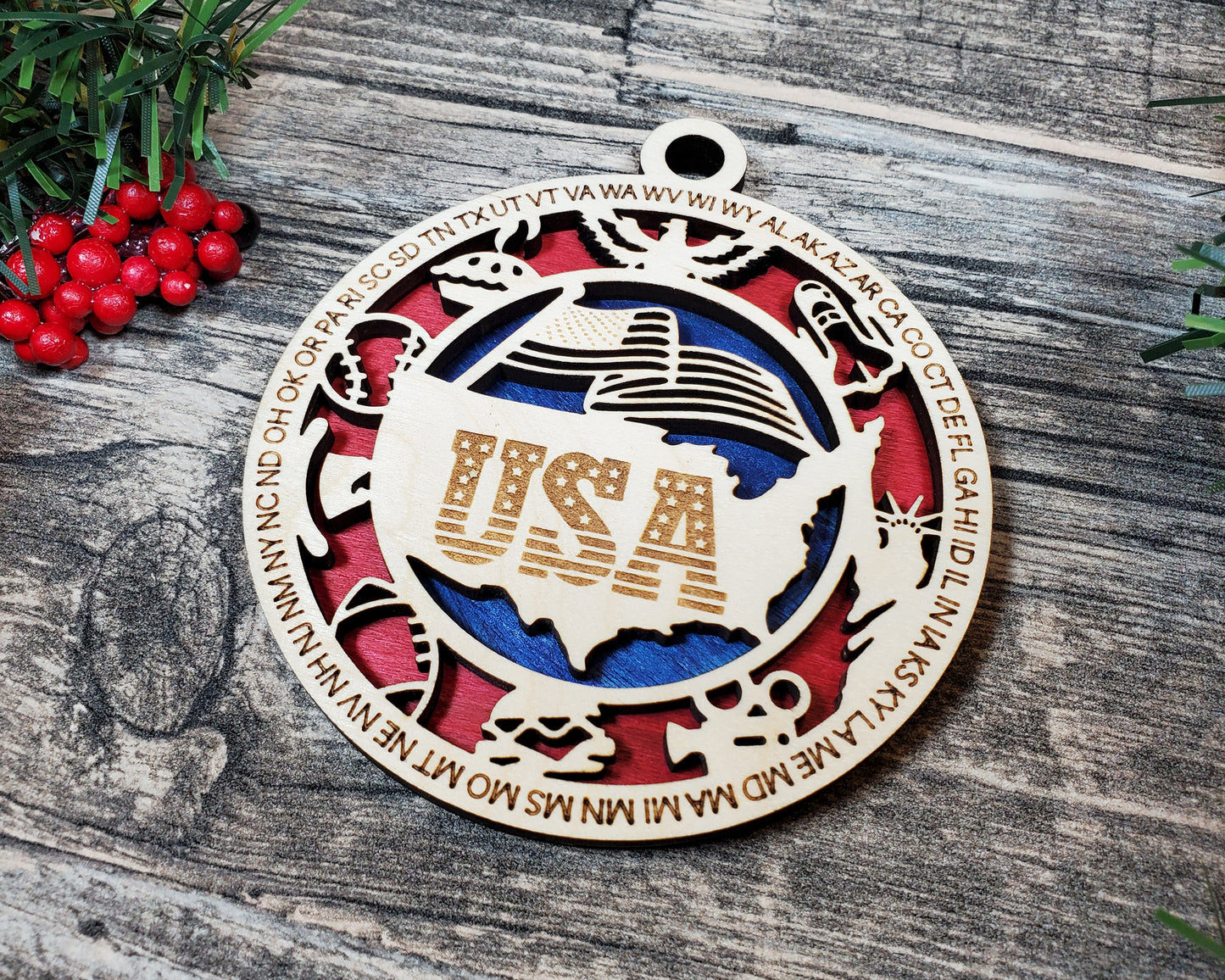 USA Christmas 3D Ornament