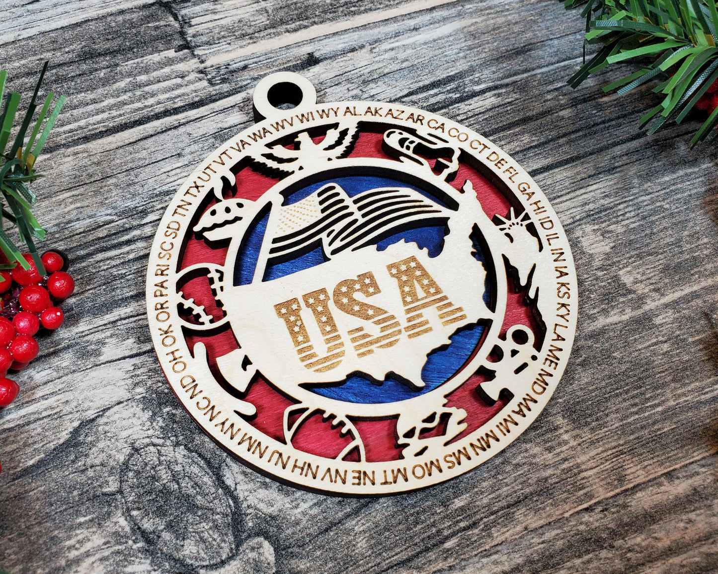 USA Christmas 3D Ornament
