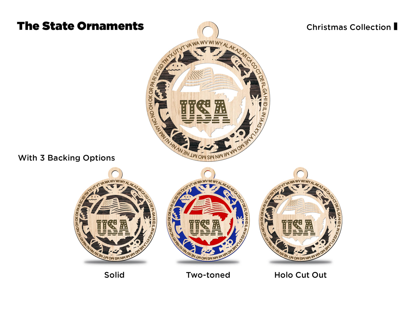 USA Christmas 3D Ornament