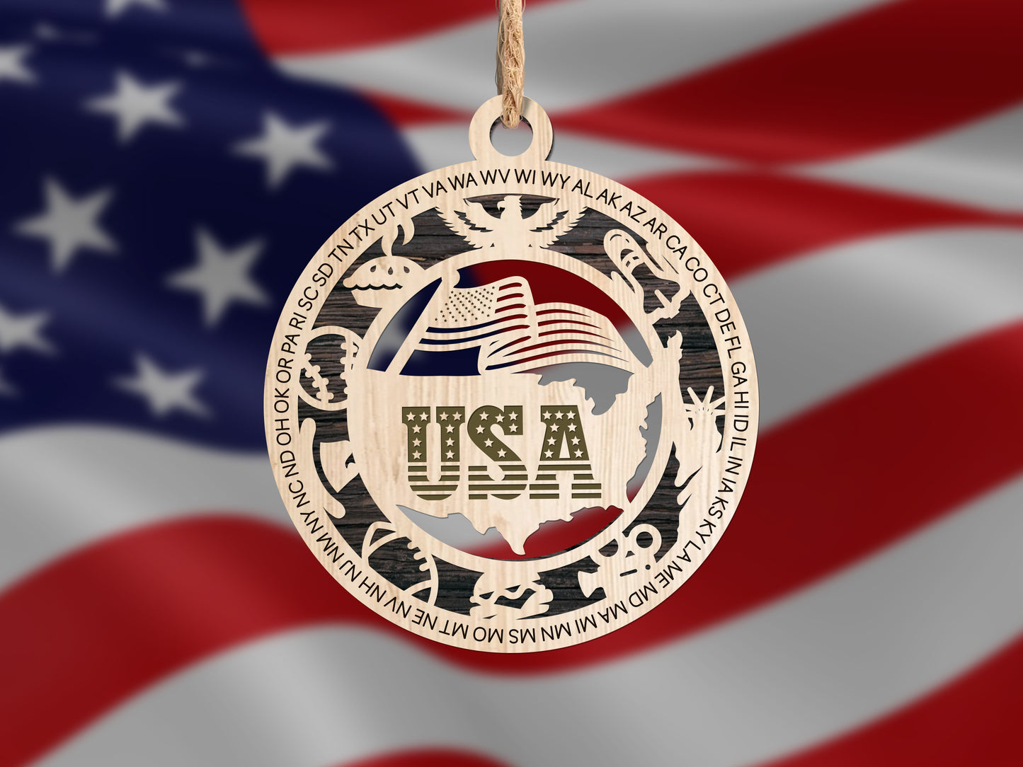 USA Christmas 3D Ornament