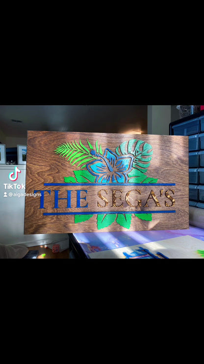 Hibiscus Family Wooden Sign