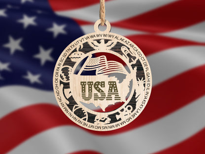 USA  Christmas 3D Ornament