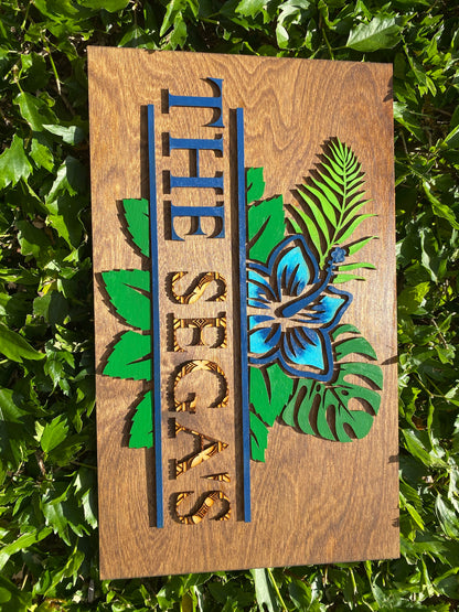 Hibiscus Family Wooden Sign