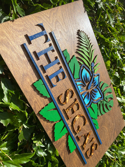 Hibiscus Family Wooden Sign