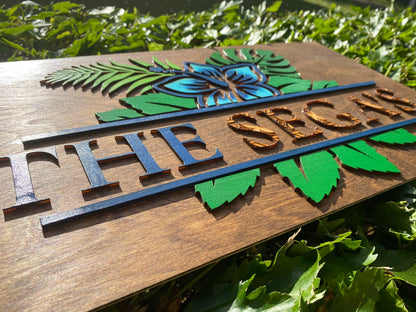 Hibiscus Family Wooden Sign